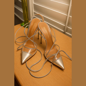 Andrea Wazen Dassy Sunset 105 Swarovski sandals PVC and Patent leather 4.25 heel